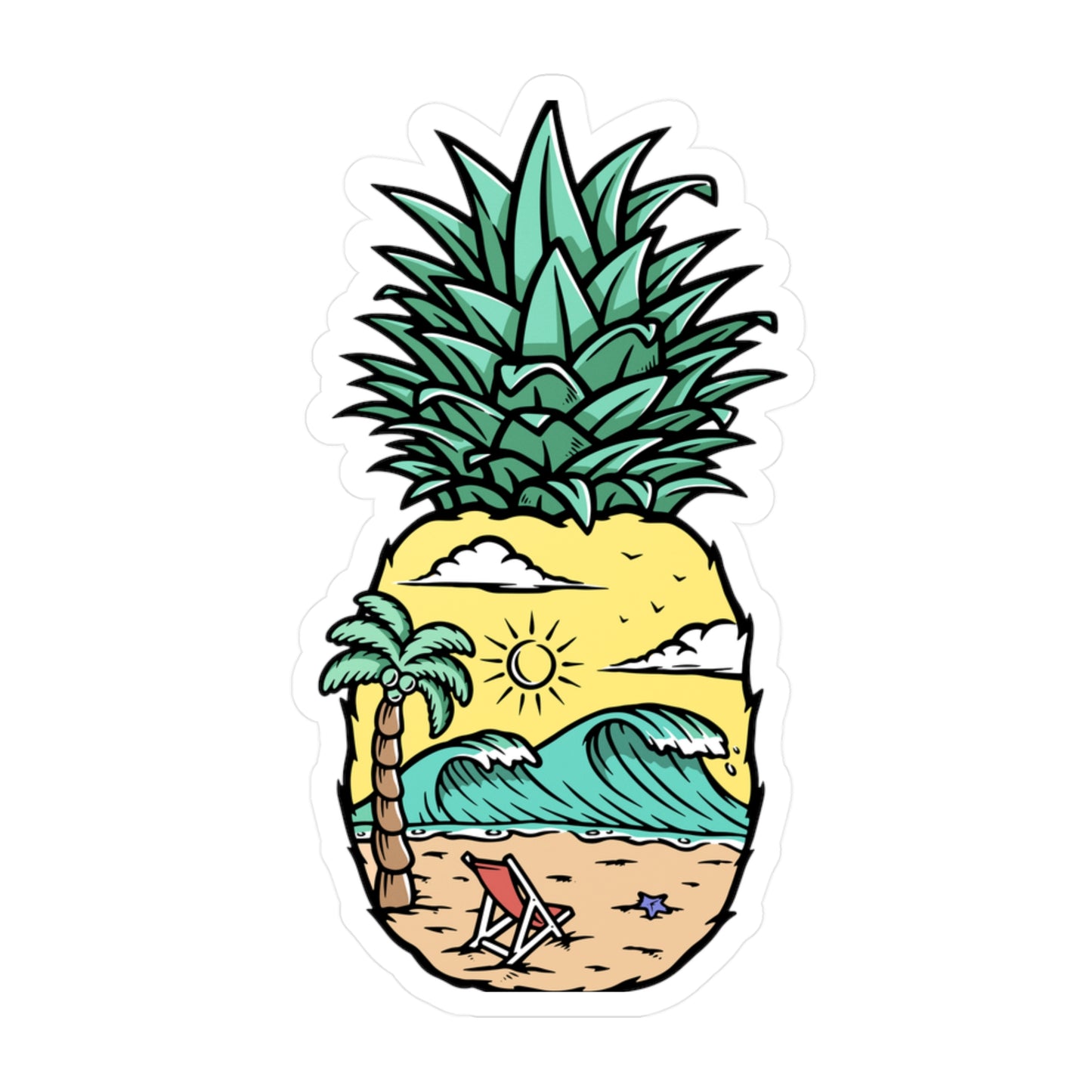 Pineapple Beach Kiss-Cut Vinyl Decals