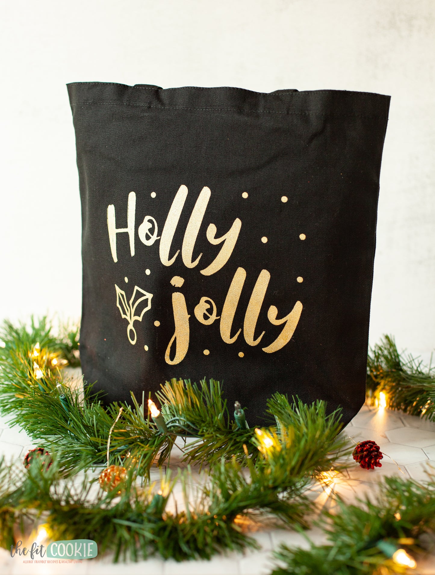 Holly Jolly Black and Gold Tote