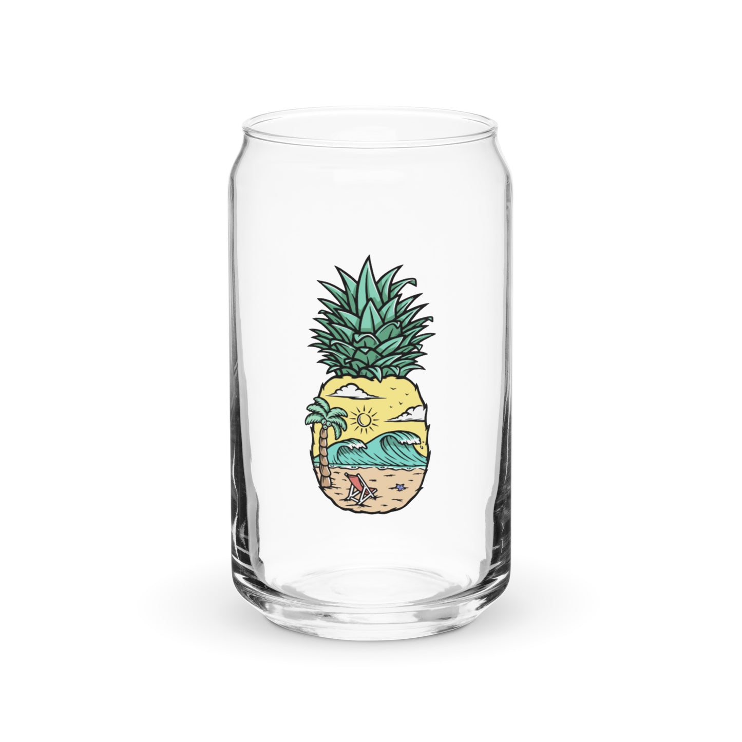 Pineapple Beach Can-Shaped Glass