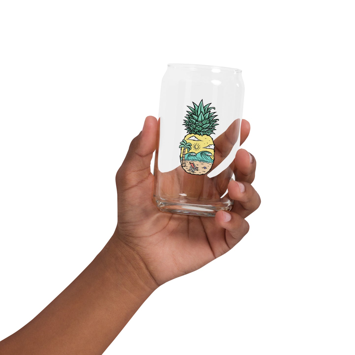 Pineapple Beach Can-Shaped Glass