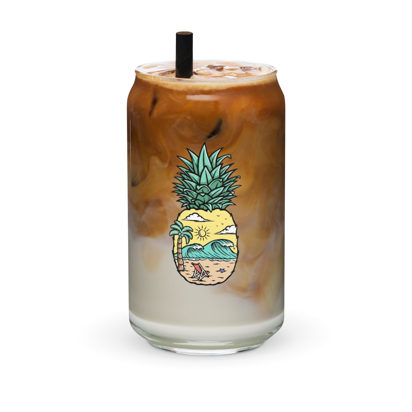 Pineapple Beach Can-Shaped Glass