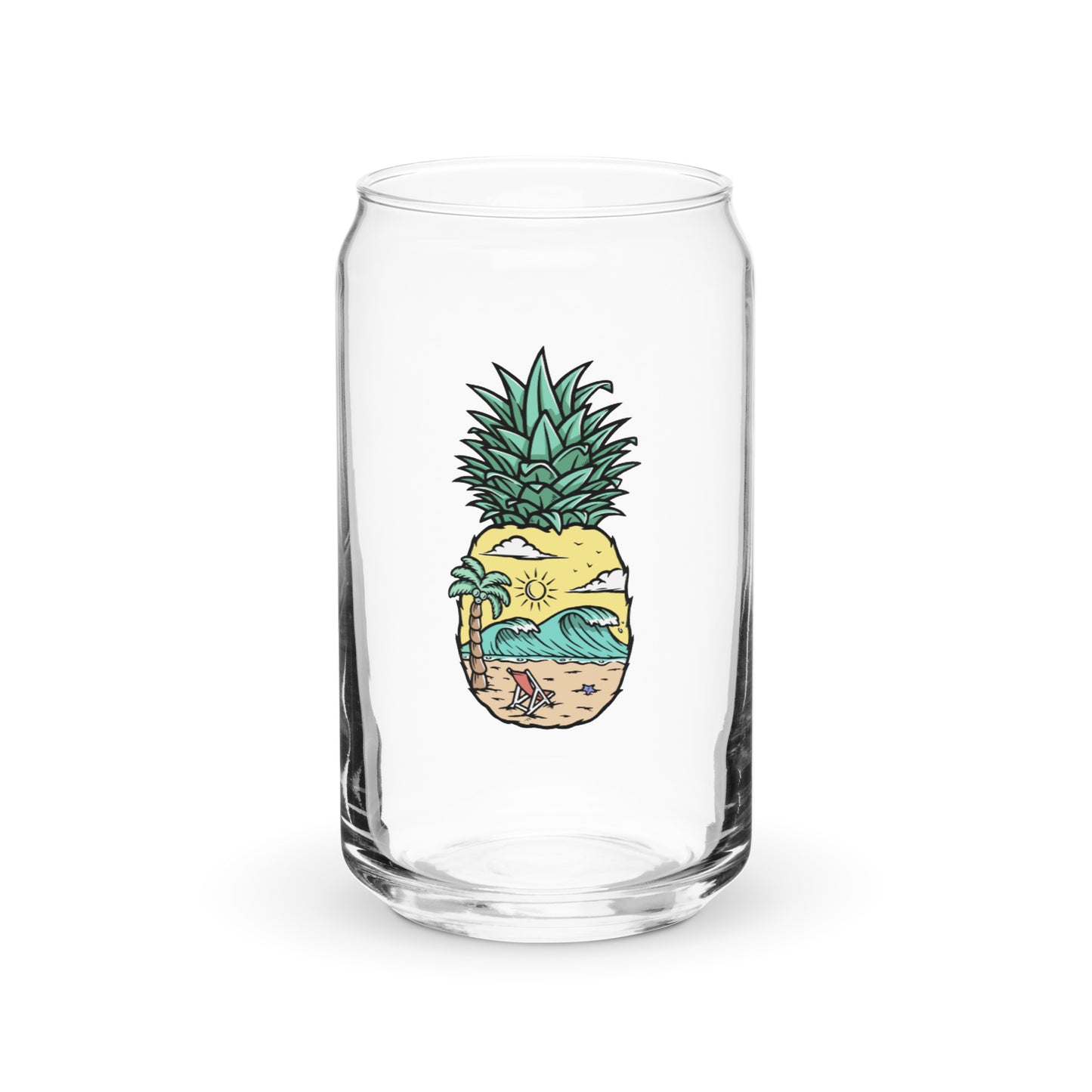 Pineapple Beach Can-Shaped Glass
