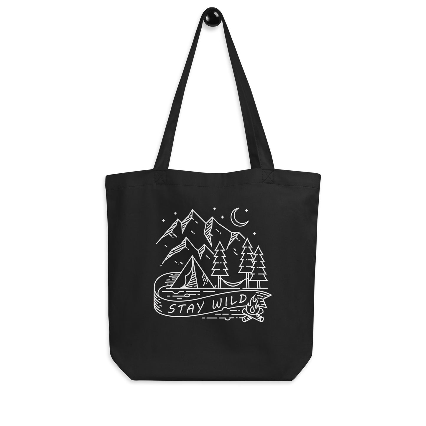 Stay Wild Black Cotton Tote Bag