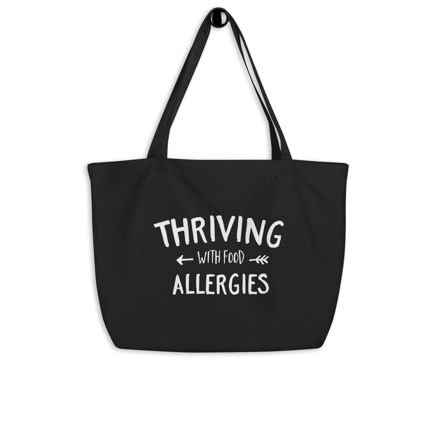 Thriving with Food Allergies Large Black Tote Bag