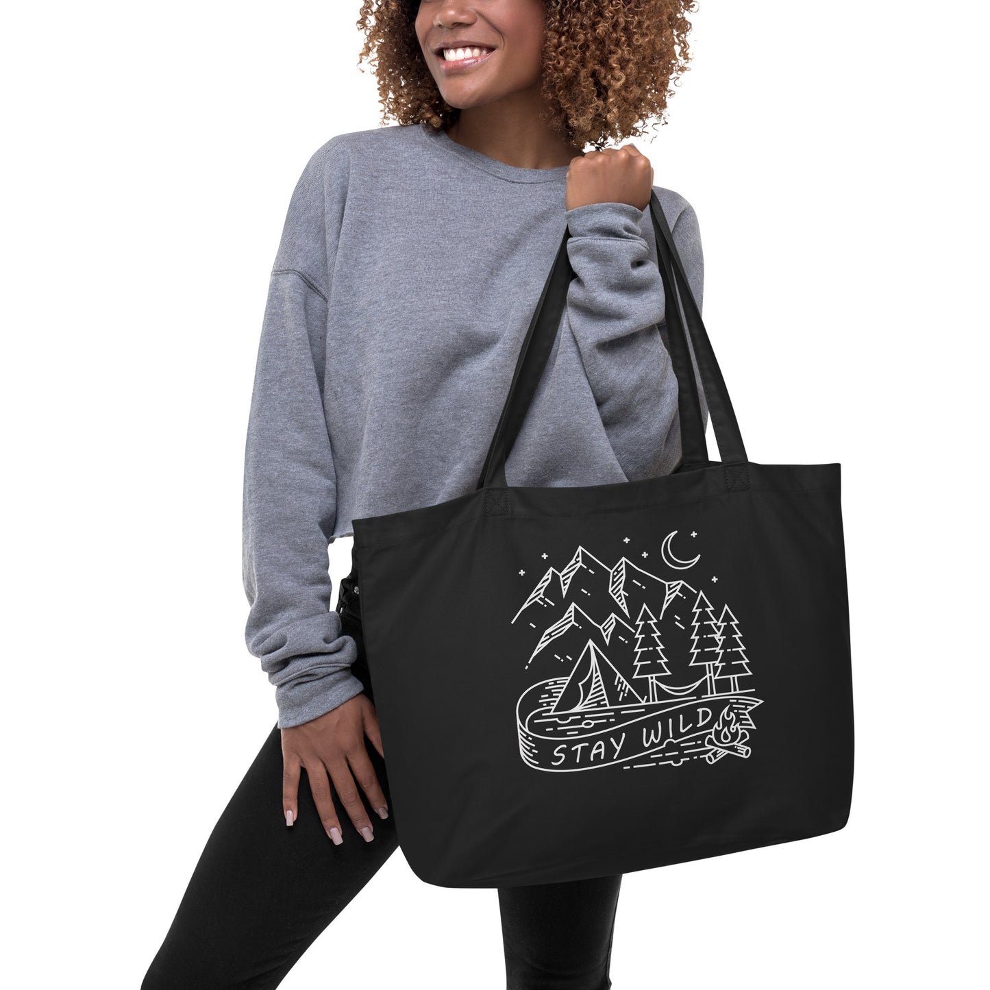 Stay Wild Large Black Tote Bag