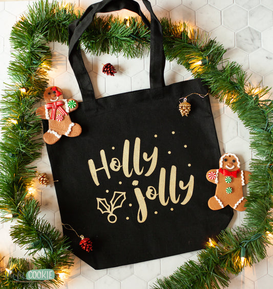 Holly Jolly Black and Gold Tote