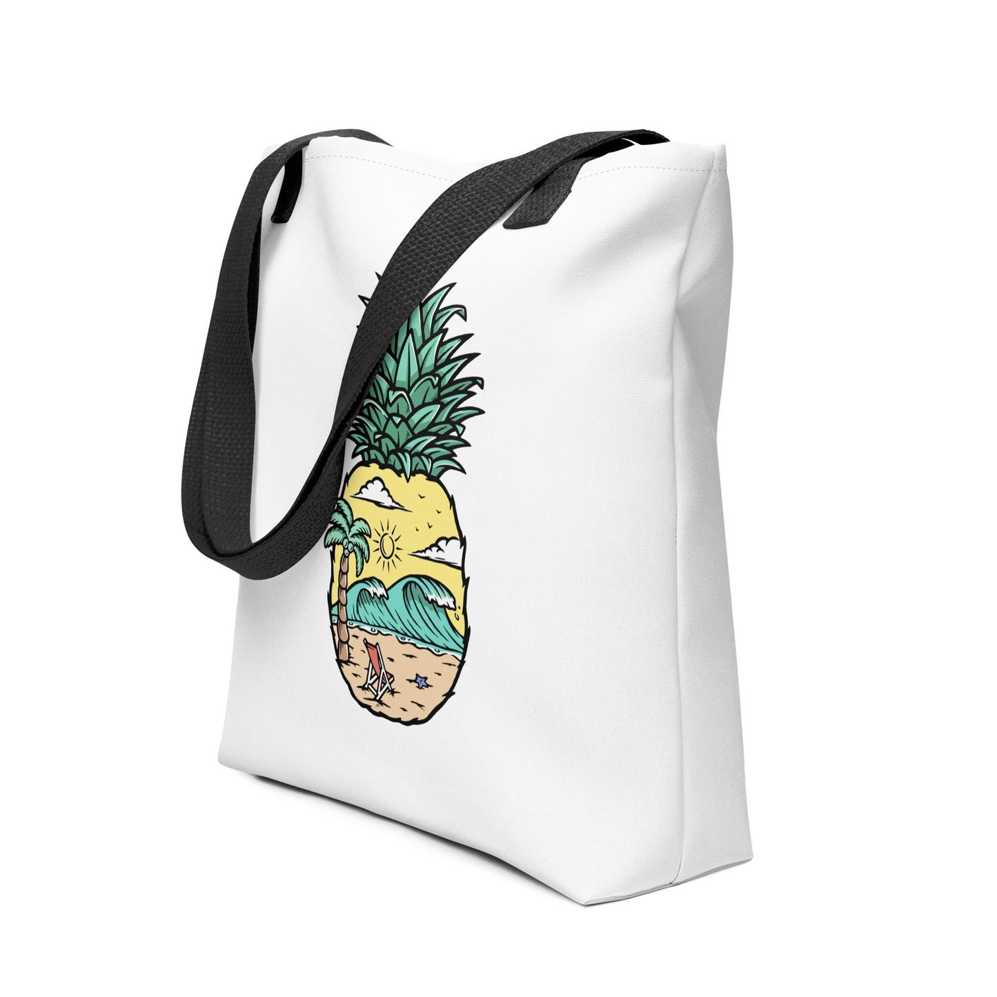 Pineapple Beach white tote bag