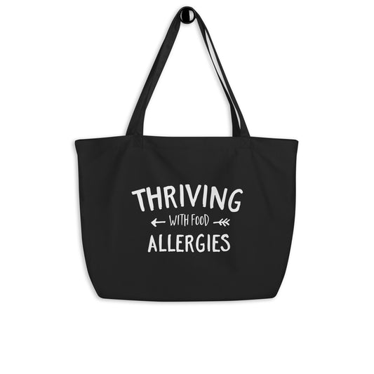 Thriving with Food Allergies Large Black Tote Bag