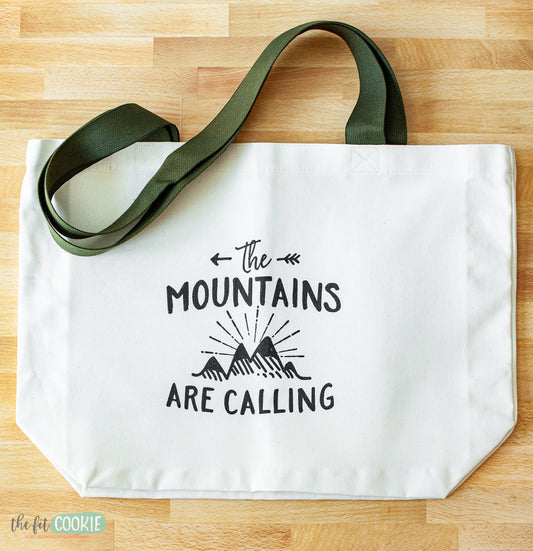 Mountains Calling Large Canvas Tote Bag
